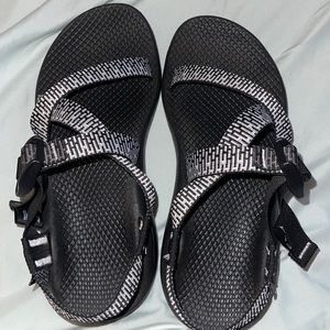 Black and white Chaco sandles